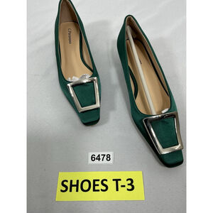 Womans NWOT C Paravano Slipon Pumps 8.5 (39) Green Pointed Toe Buckle Accent